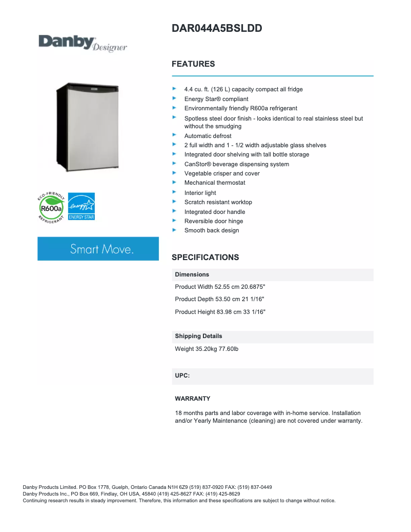 Página 1 del manual Manual de usuario Danby DAR044A5