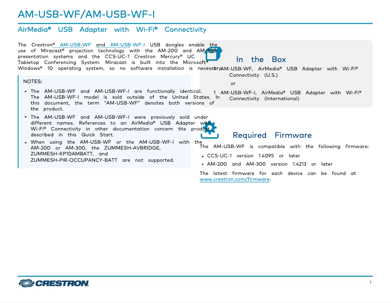 Image de la première page du manuel de l'appareil AM-USB-WF