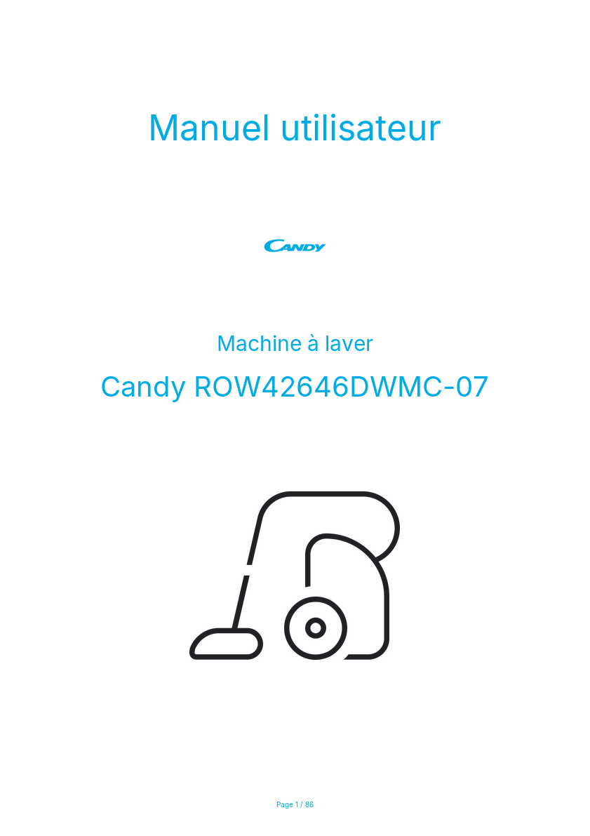 Image de la première page du manuel de l'appareil ROW42646DWMC-07