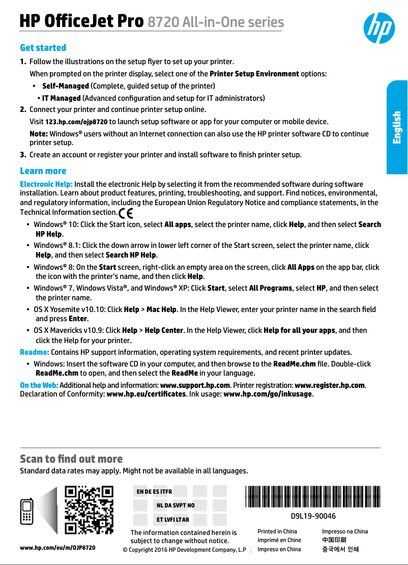 Image de la première page du manuel de l'appareil OfficeJet Pro 8725