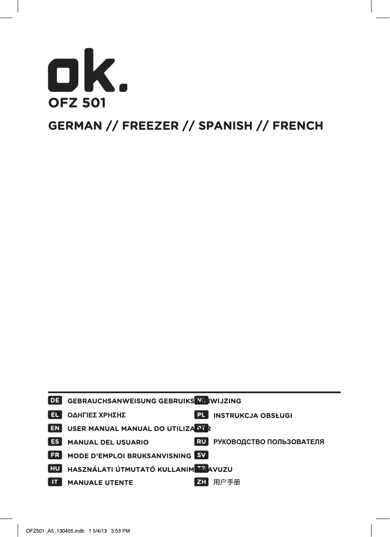 Page 1 de la notice Manuel utilisateur OK OFZ 501