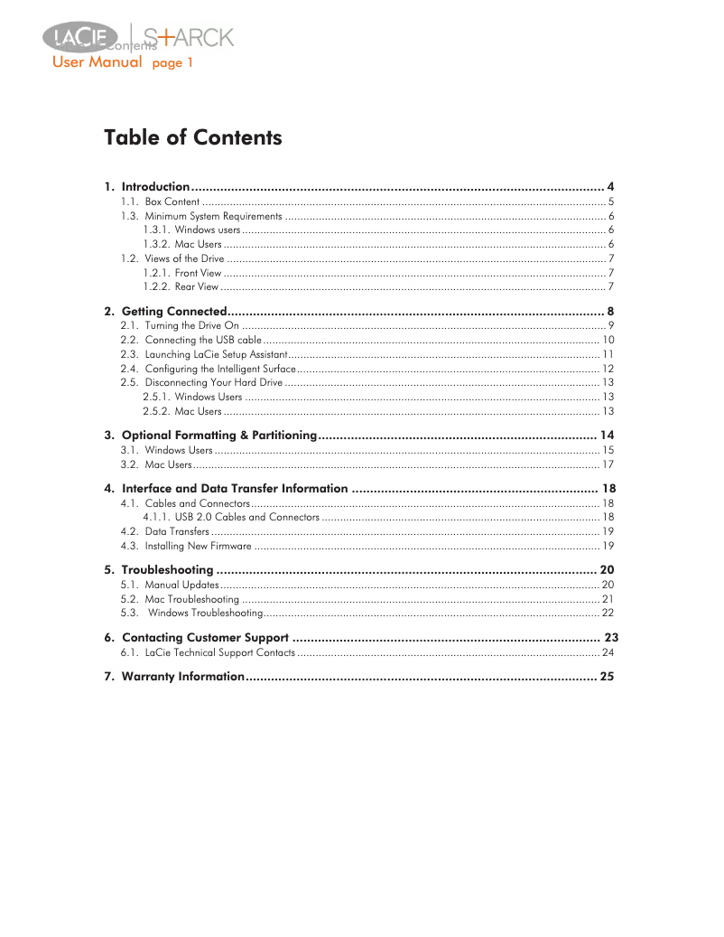 Página 1 del manual Manual de usuario LaCie Starck