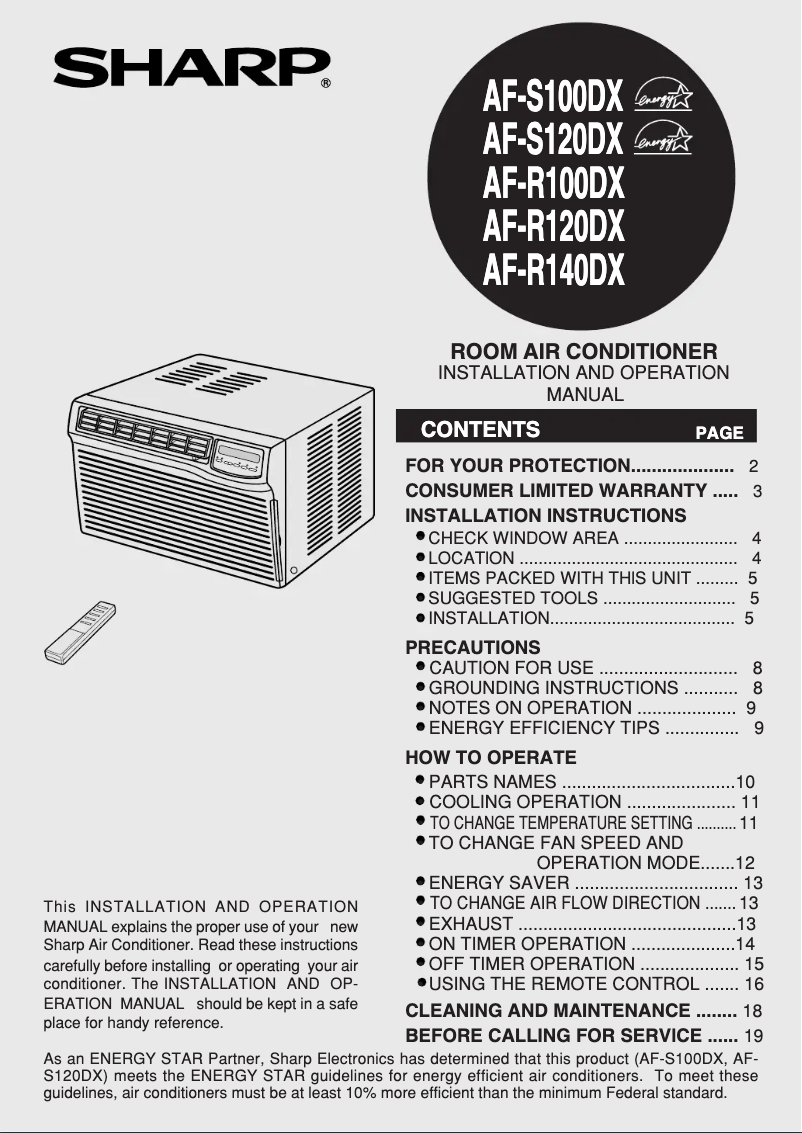 Page 1 de la notice Manuel utilisateur Sharp AF-R120DX