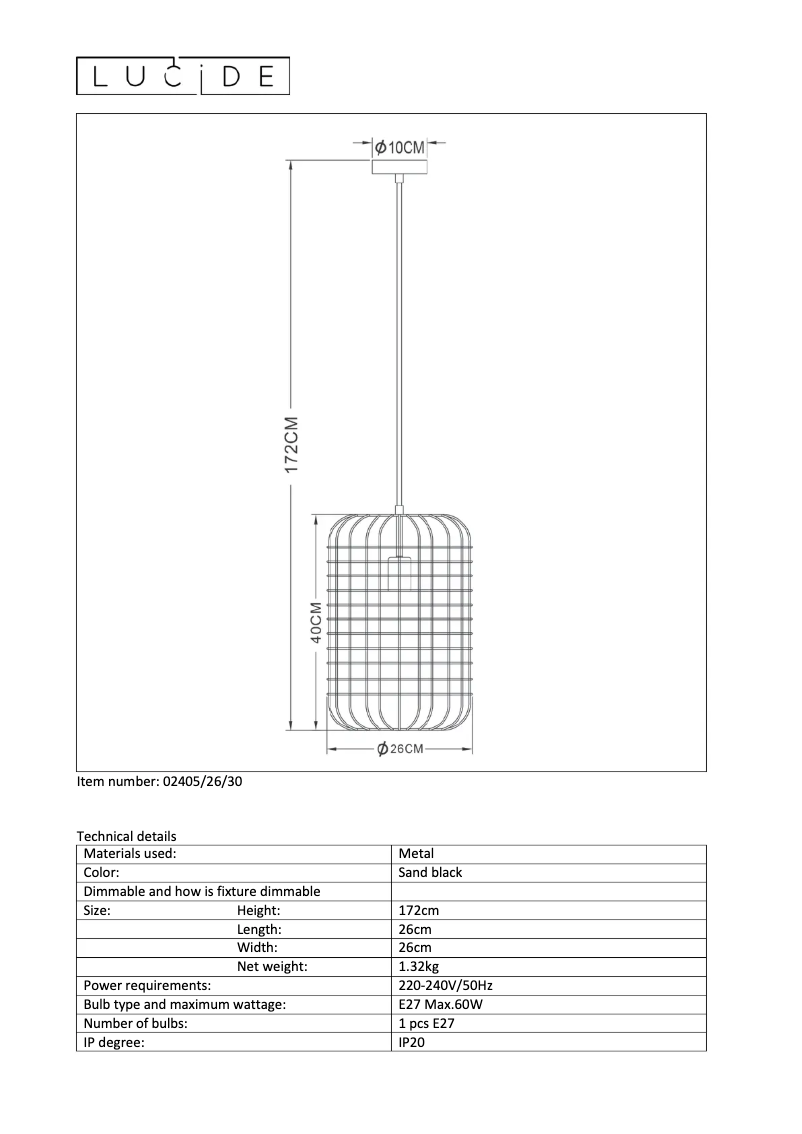 Page n°1 - Manuel utilisateur Lucide Esmee 02405/26/30