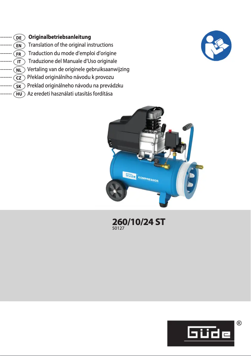 Page 1 de la notice Manuel utilisateur Güde Kompressor-Set 260/10/24 ST