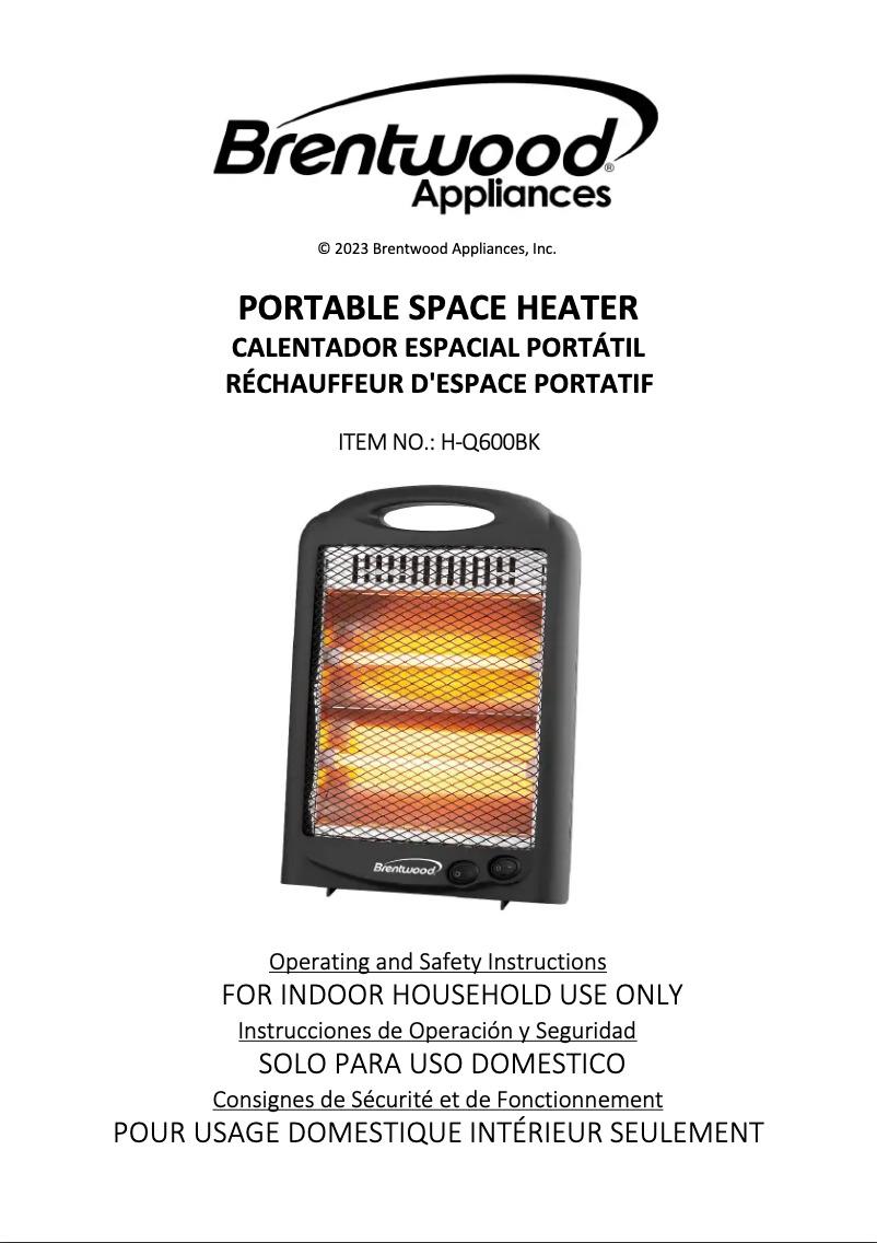 Page 1 de la notice Manuel utilisateur Brentwood H-Q600BK