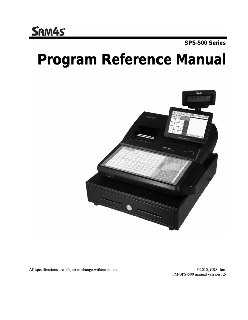 Page n°1 - Manuel utilisateur Sam4S SPS-500