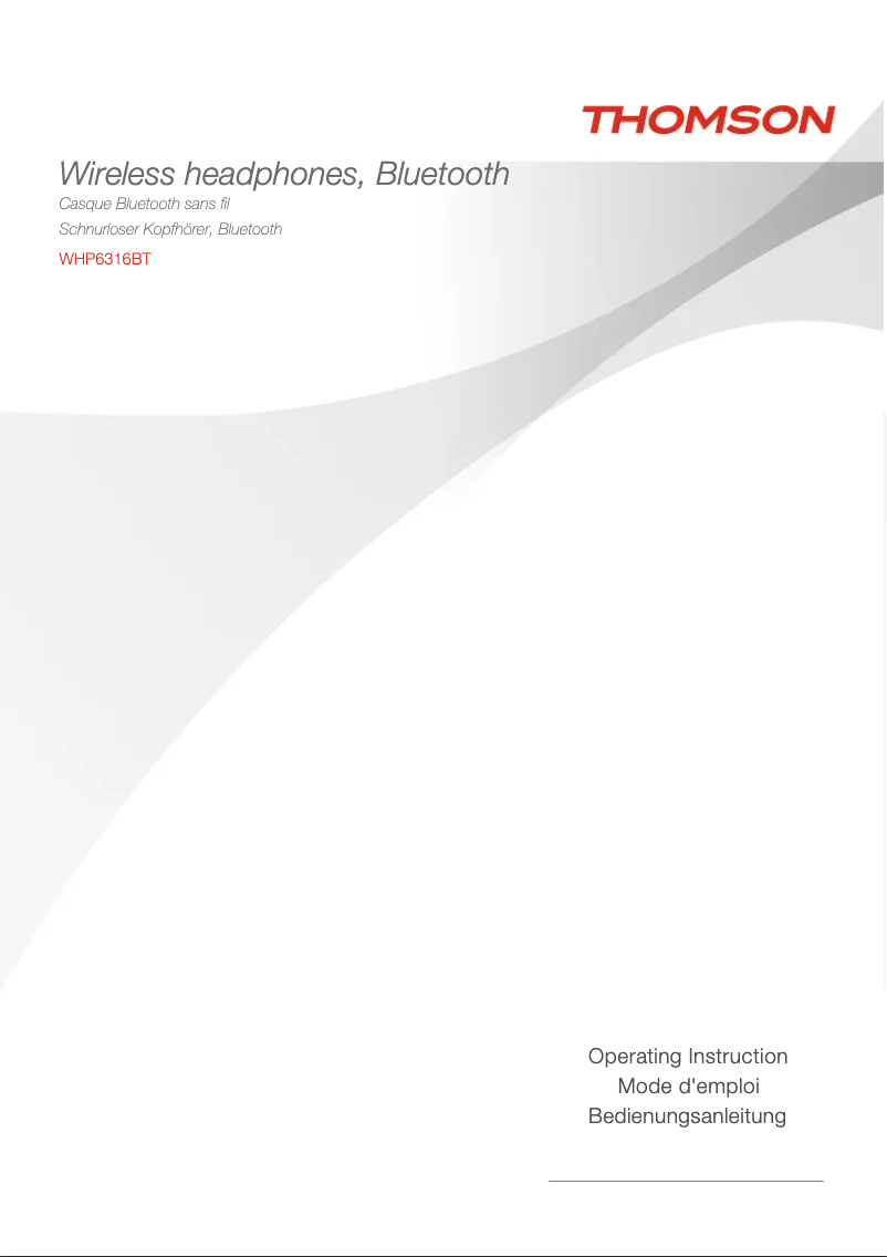 Page n°1 - Manuel utilisateur Thomson WHP6316BT