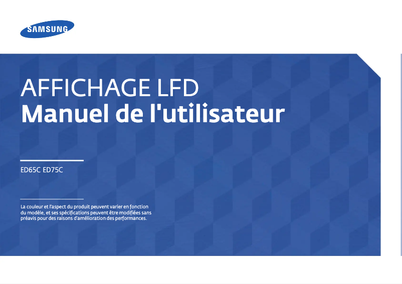 Page 1 de la notice Manuel utilisateur Samsung SyncMaster ED65C