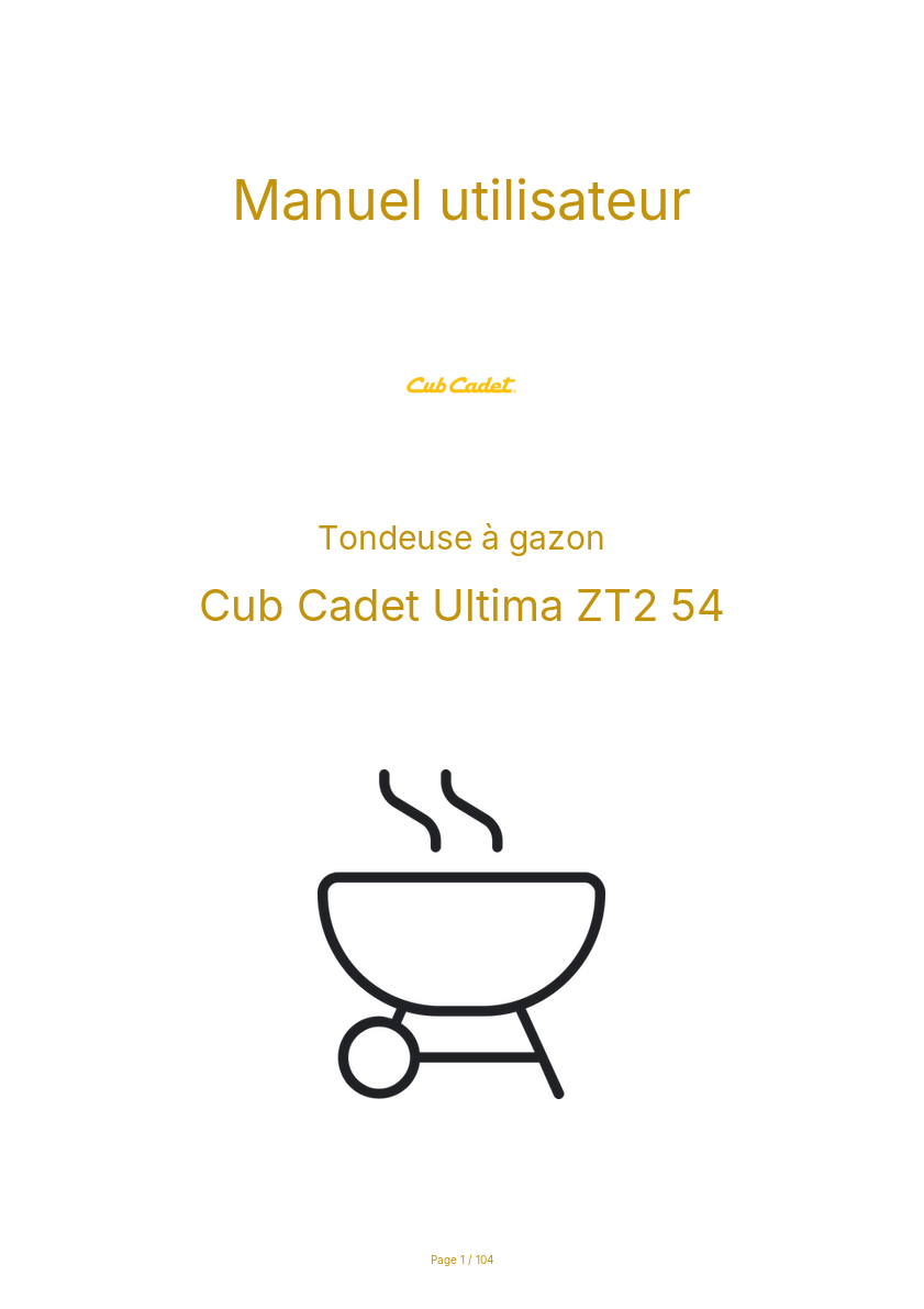 Page n°1 - Manuel utilisateur Cub Cadet Ultima ZT2 54