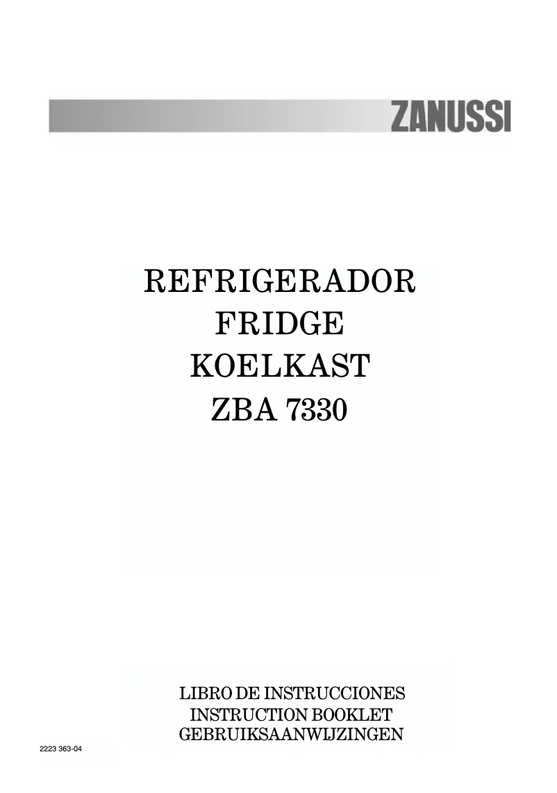 Image de la première page du manuel de l'appareil ZBA7330