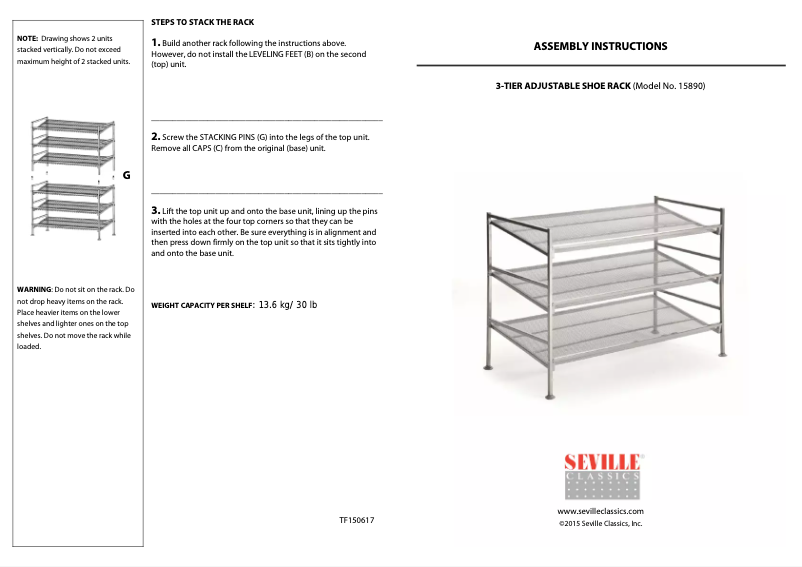 Page n°1 - Manuel utilisateur Seville Classics Mesh Utility Shoe Rack 3 Tier