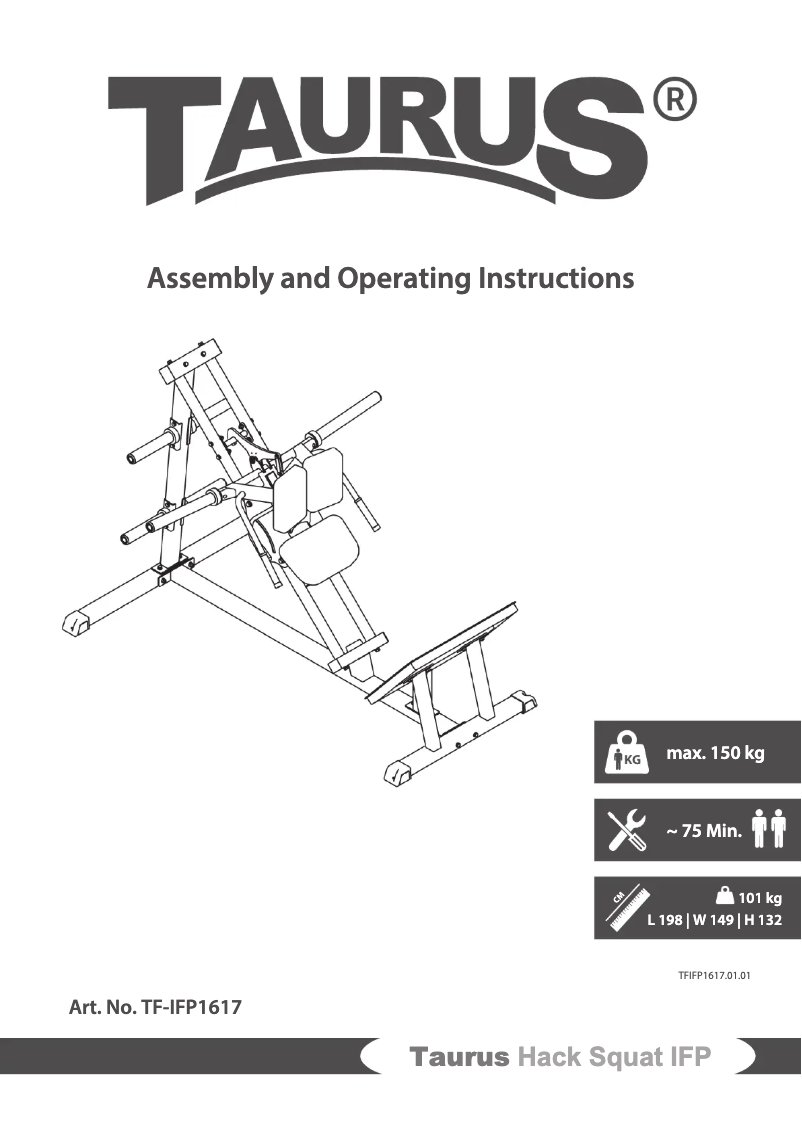 Página 1 del manual Manual de usuario Taurus Hack Squat IFP