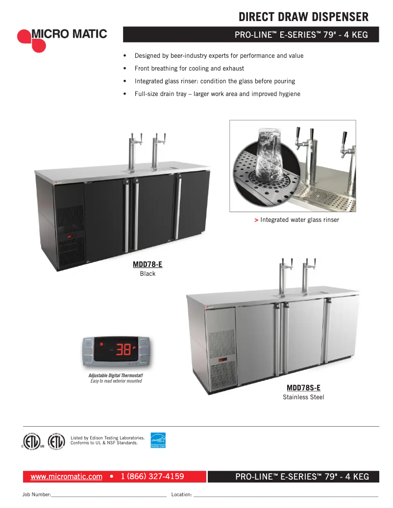 Page 1 de la notice Fiche technique Micro Matic MDD78-E