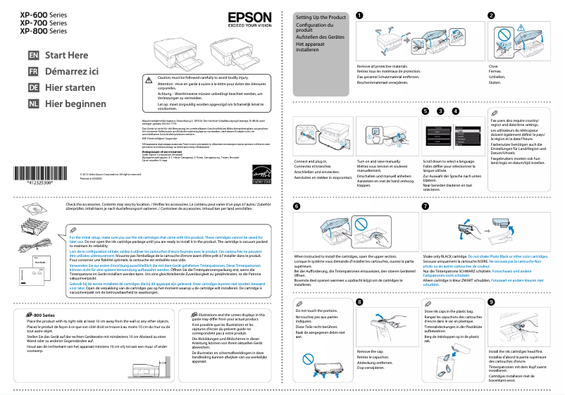 Page n°1 - Guide d'installation Epson Expression Premium XP-605