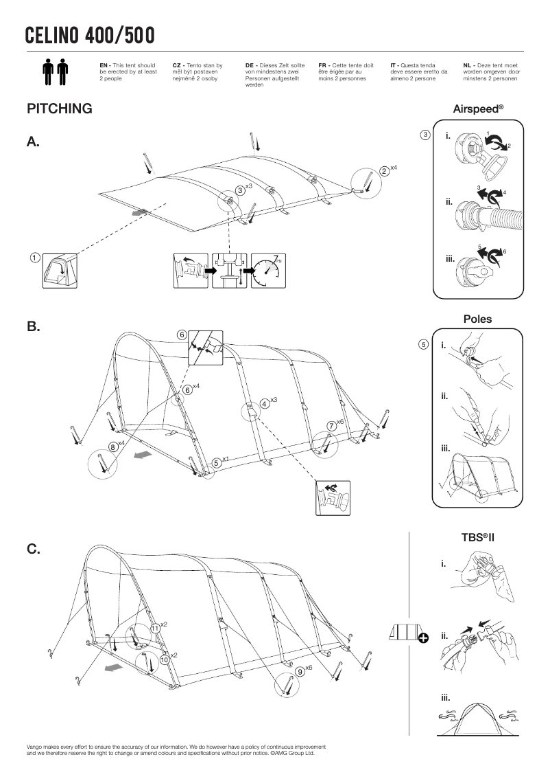 Page 1 de la notice Manuel utilisateur Vango Celino Air 400
