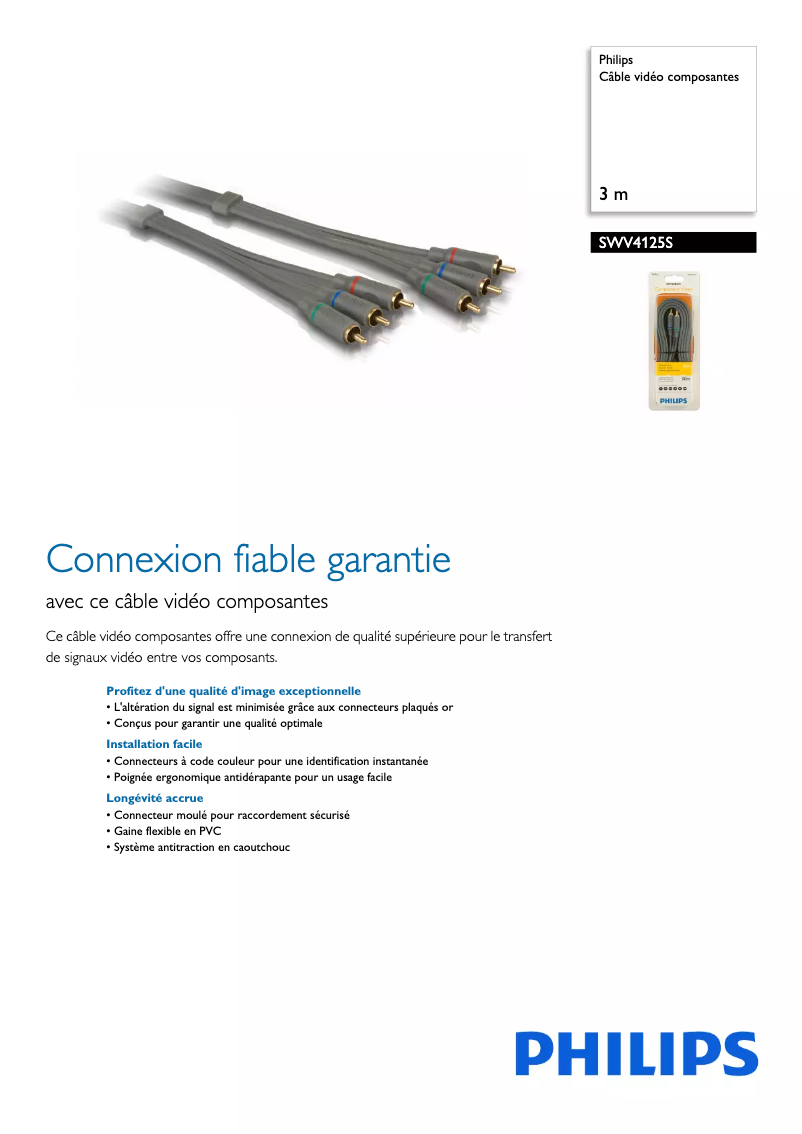 Page 1 de la notice Fiche technique Philips SWV4125S