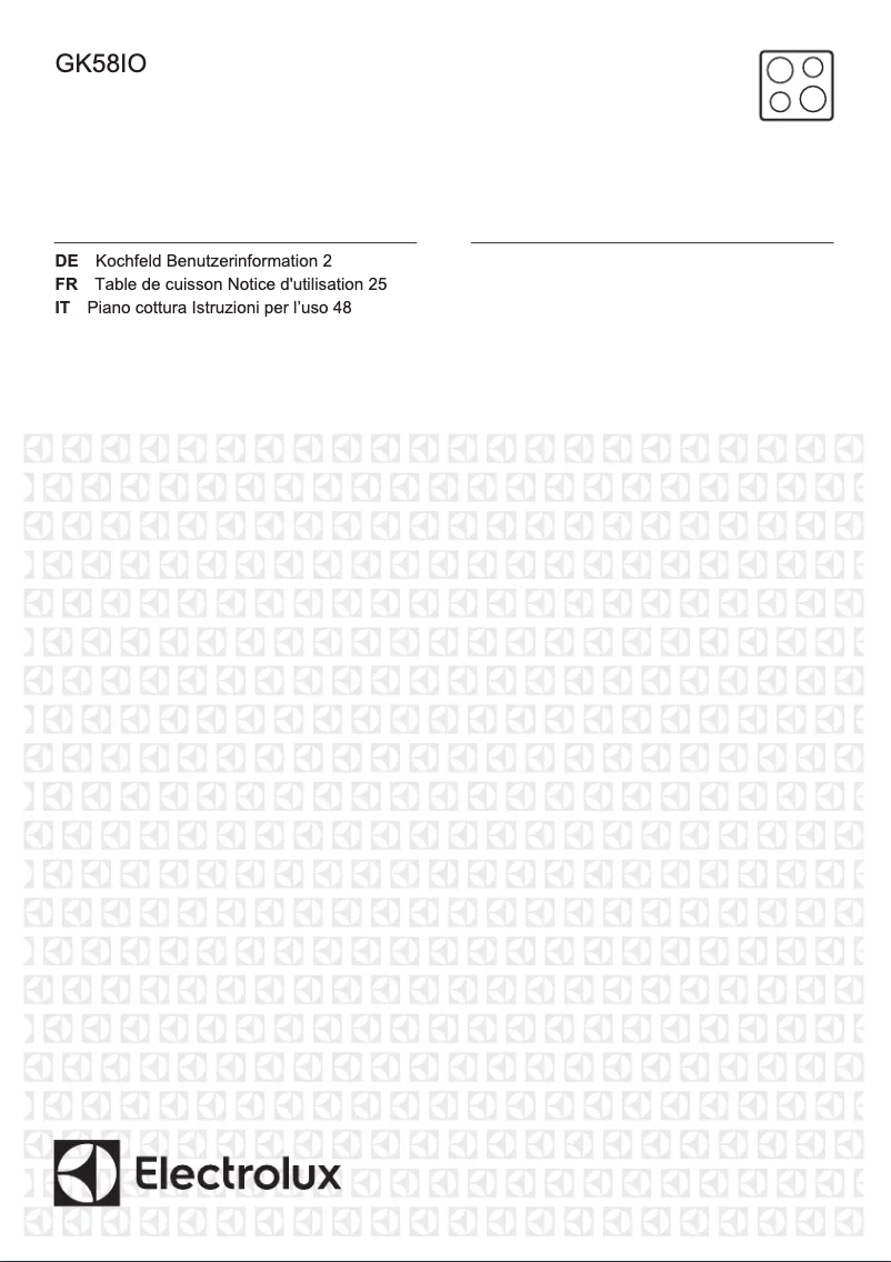 Page n°1 - Manuel utilisateur Electrolux GK58IO