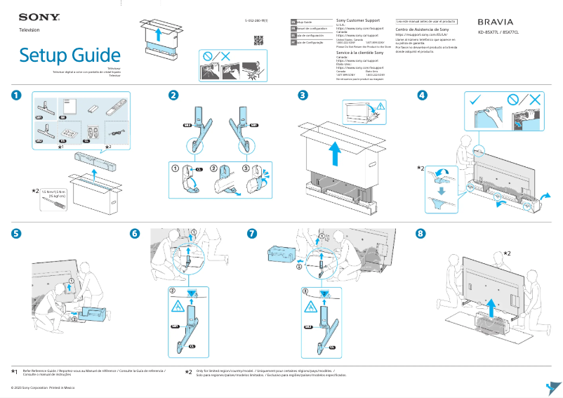 Page n°1 - Guide d'installation Sony KD-85X77L
