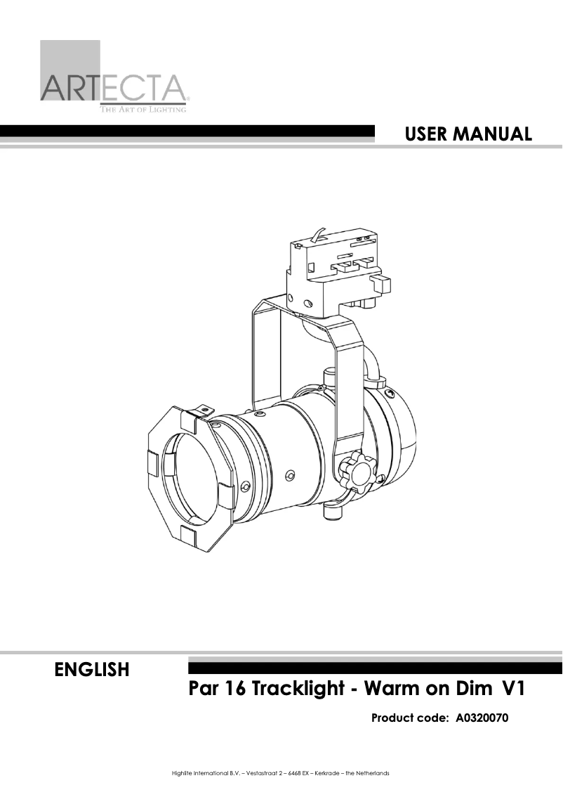 Page 1 de la notice Manuel utilisateur Artecta Par 16 Tracklight - Warm on Dim