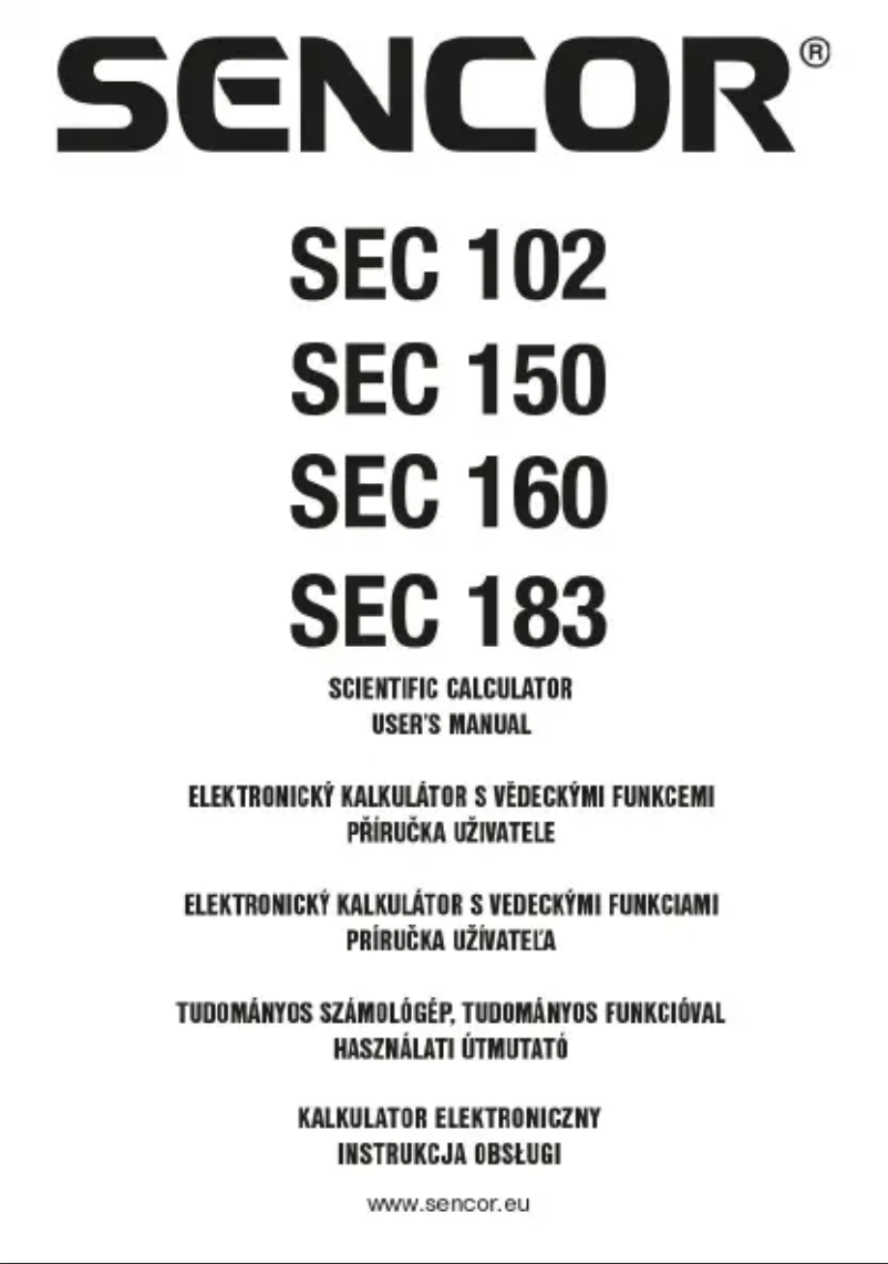 Image de la première page du manuel de l'appareil SEC 102