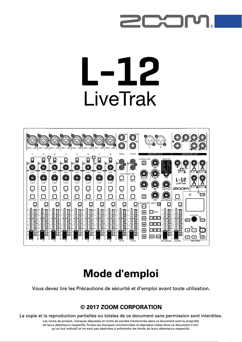 Image de la première page du manuel de l'appareil LiveTrak L-12