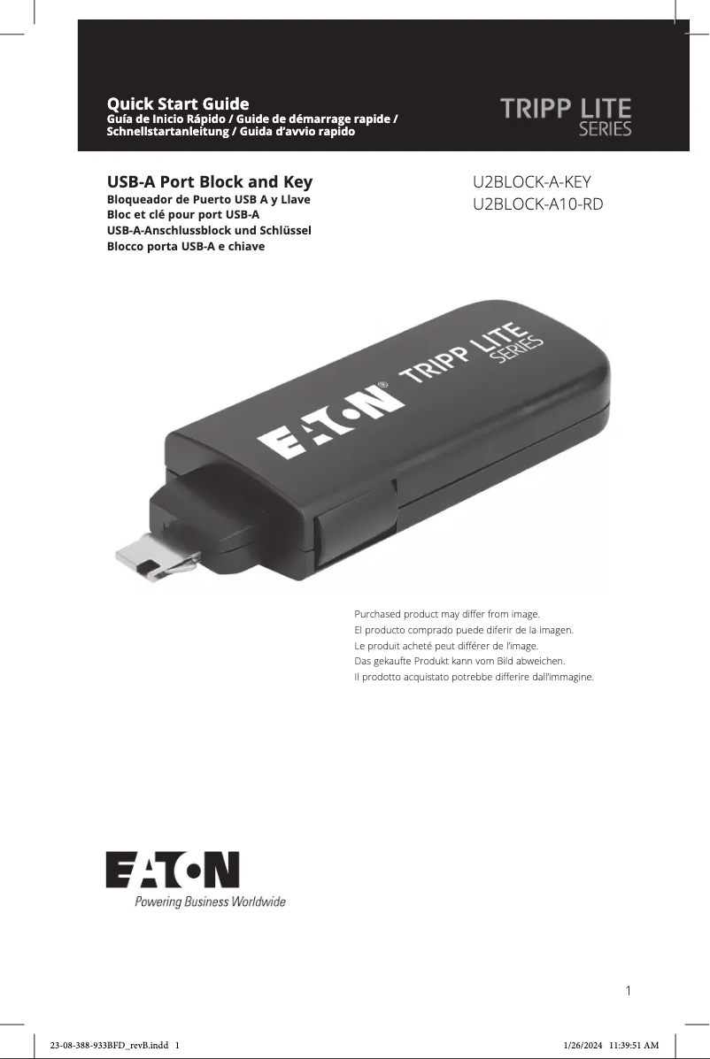 Image de la première page du manuel de l'appareil U2BLOCK-A10-RD