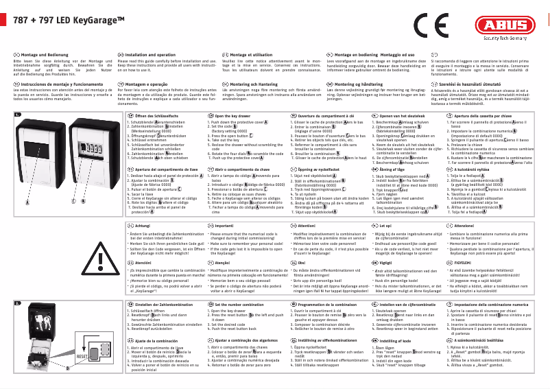 Page n°1 - Instructions / montage Abus KeyGarage 787 LED