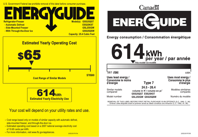 Page n°1 - Label énergétique GE GSS25QGTCC