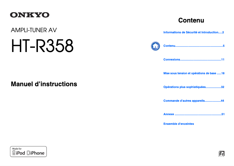 Page n°1 - Manuel utilisateur Onkyo HT-R358