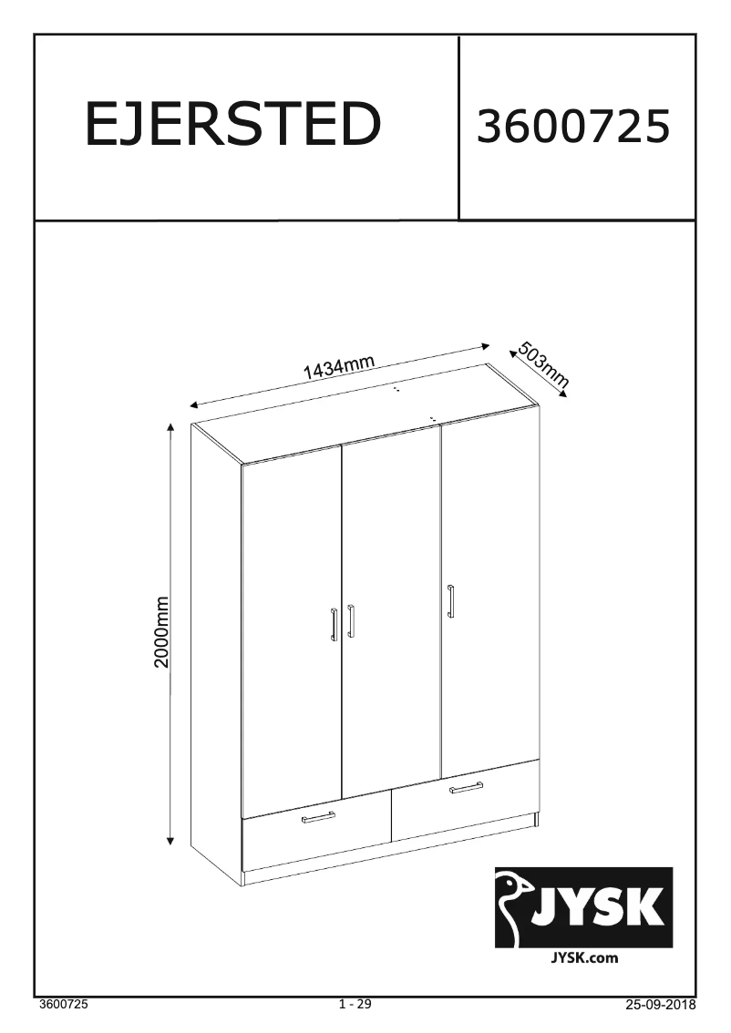Page 1 de la notice Manuel utilisateur JYSK Ejersted
