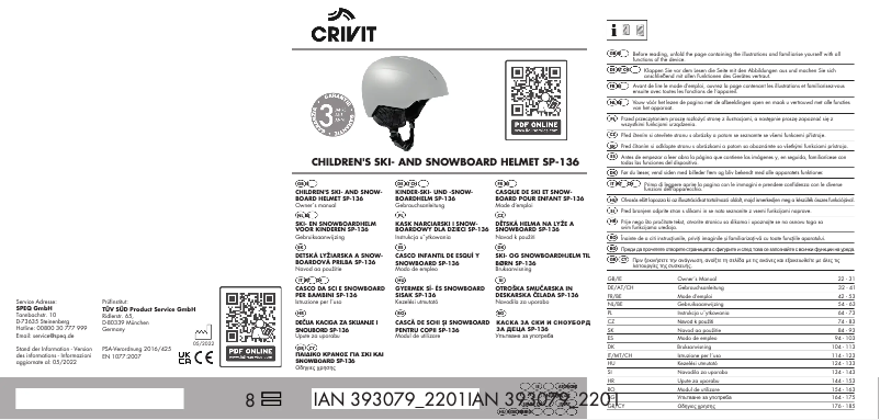 Page 1 de la notice Manuel utilisateur Crivit IAN 290879