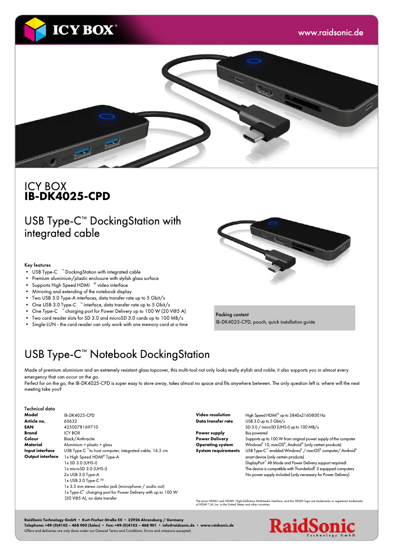 Image de la première page du manuel de l'appareil IB-DK4025-CPD