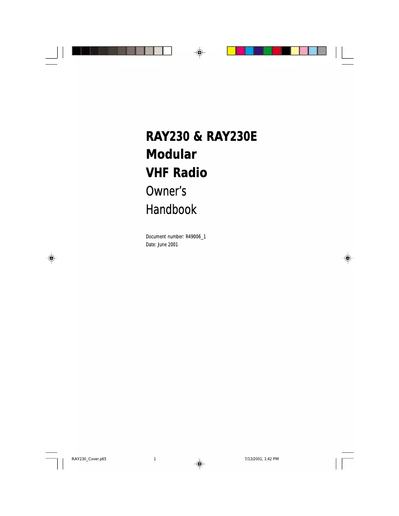 Page n°1 - Manuel utilisateur Raymarine Ray 230