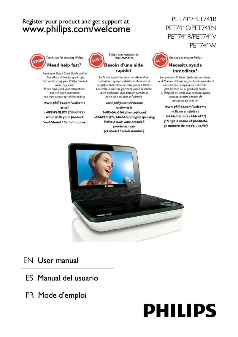 Image de la première page du manuel de l'appareil PET741V