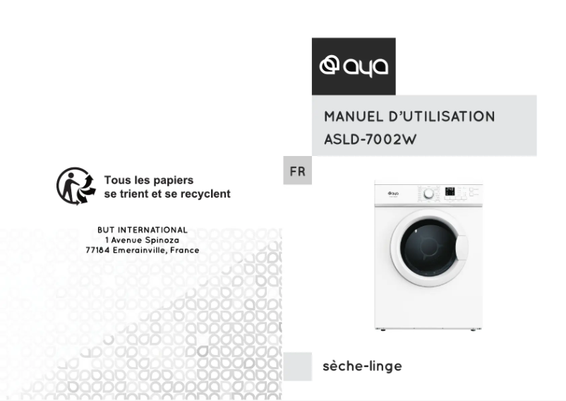 Page n°1 - Manuel utilisateur AYA ASLD-7002W