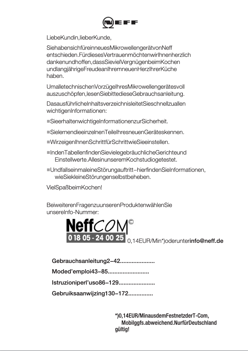 Page n°1 - Manuel utilisateur Neff C 54L60 SO