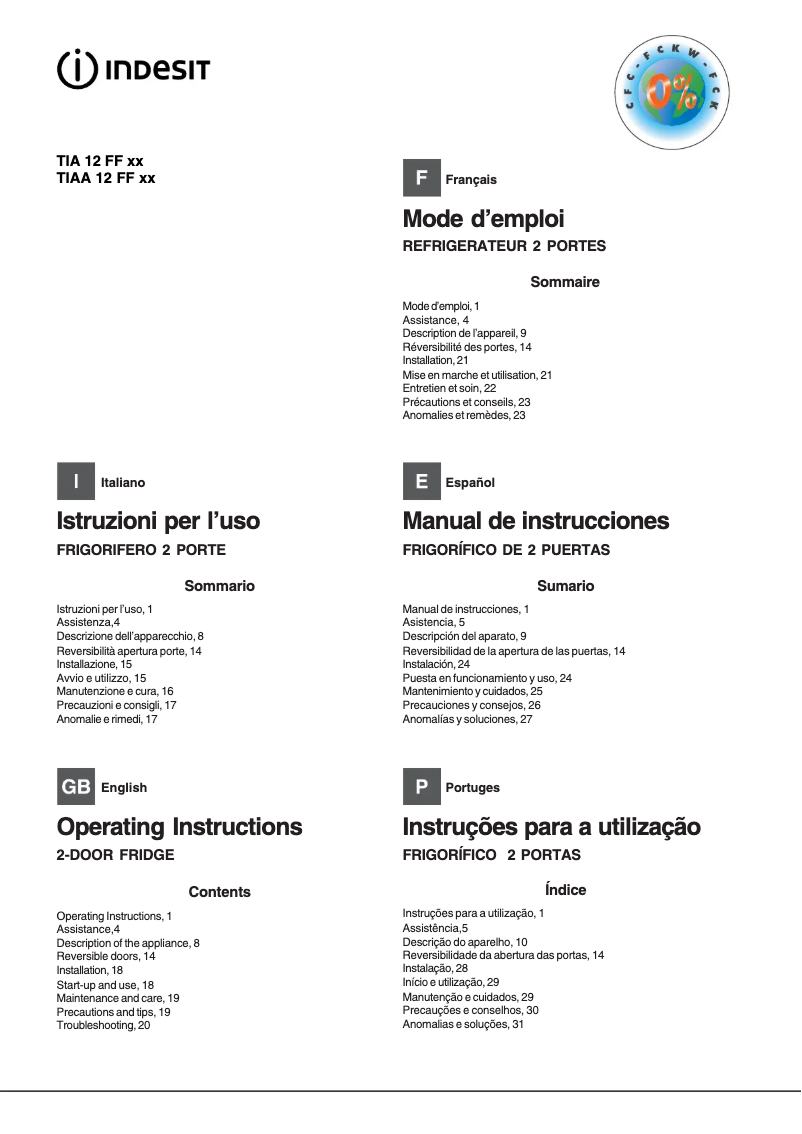 Image de la première page du manuel de l'appareil TIAA 12 FF SI