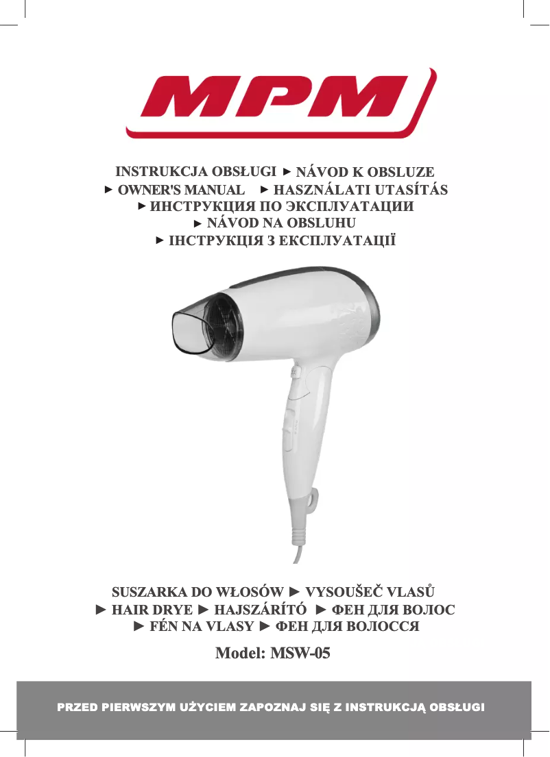 Image de la première page du manuel de l'appareil MSW-05