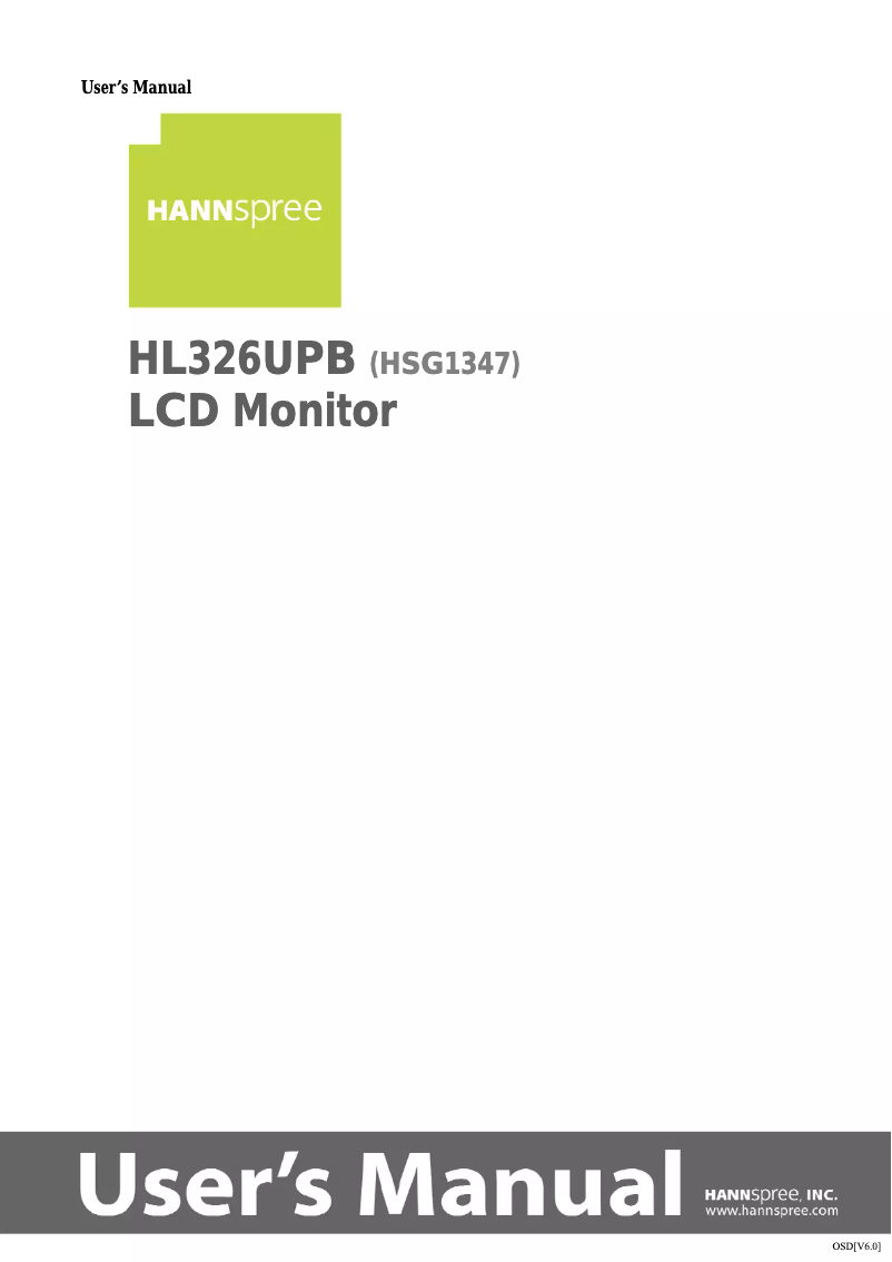 Page n°1 - Manuel utilisateur Hannspree HL326UPB