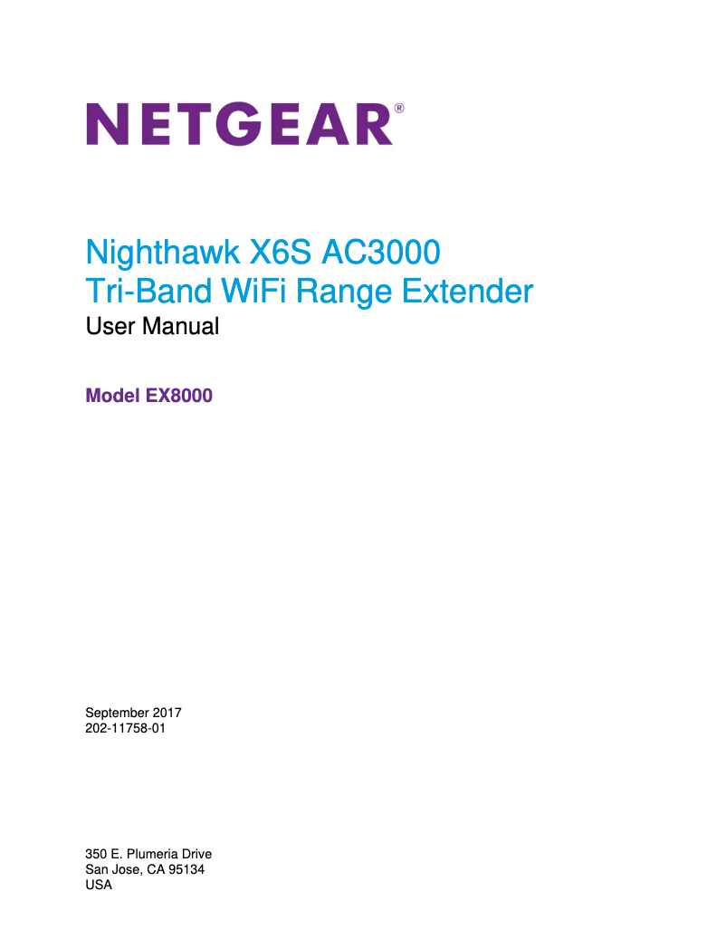 Imagen de la primera página del manual del dispositivo Nighthawk X6S EX8000