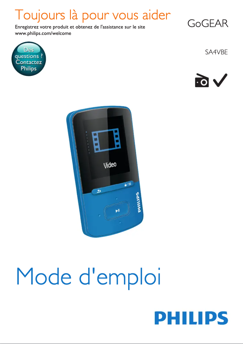 Page n°1 - Manuel utilisateur Philips GoGear SA080316W
