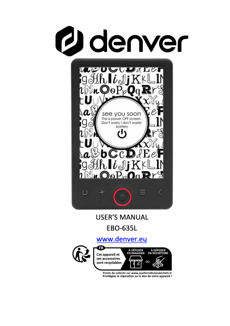 Page n°1 - Manuel utilisateur Denver EBO-635L