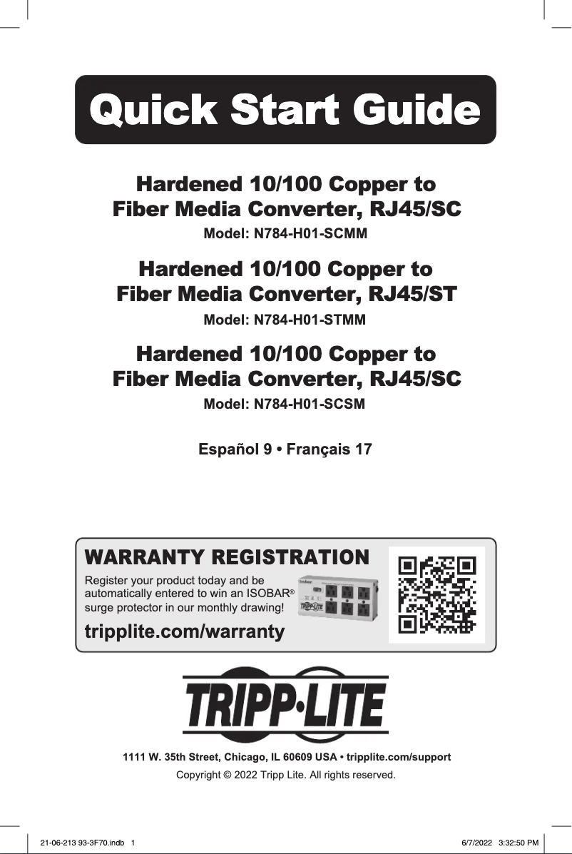 Page 1 de la notice Manuel utilisateur Tripp Lite N784-H01-SCSM