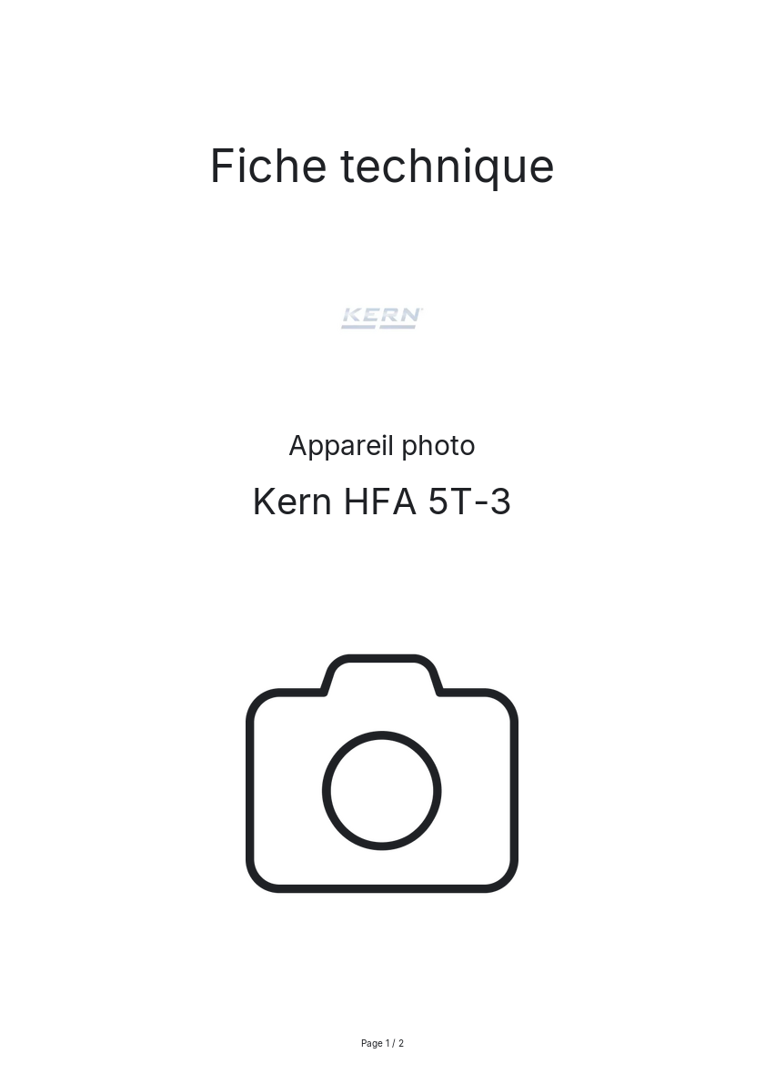 Page n°1 - Fiche technique Kern HFA 5T-3