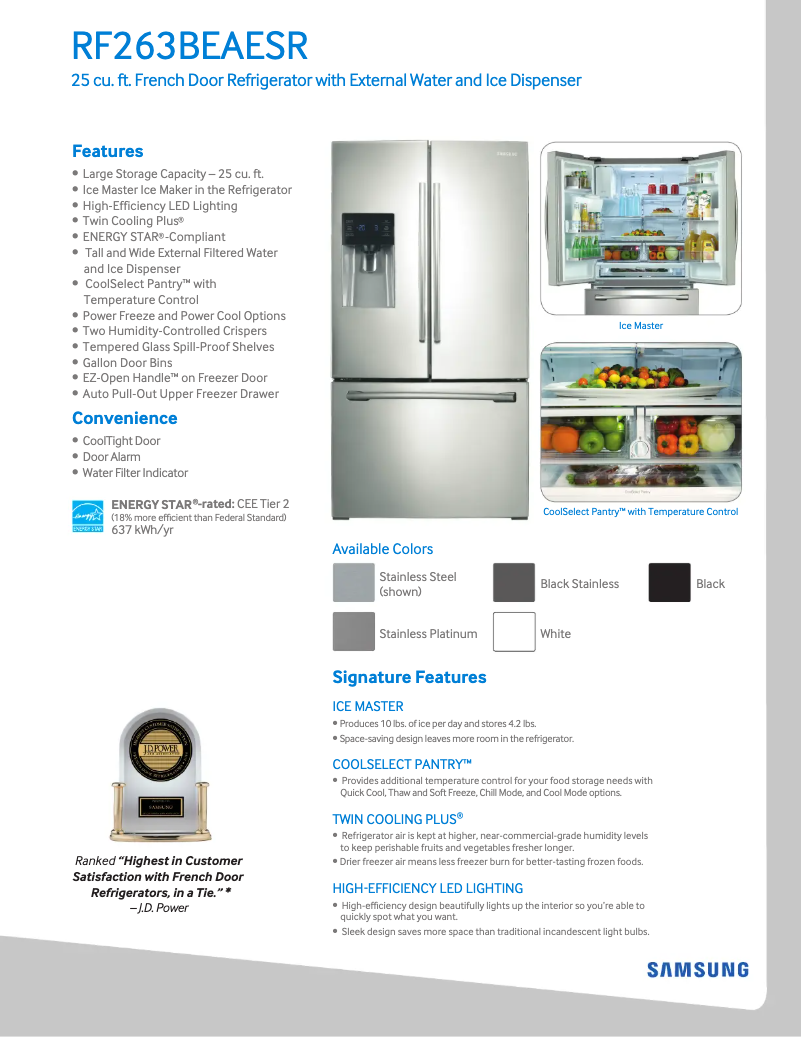 Image de la première page du manuel de l'appareil RF263BEAESG/AA