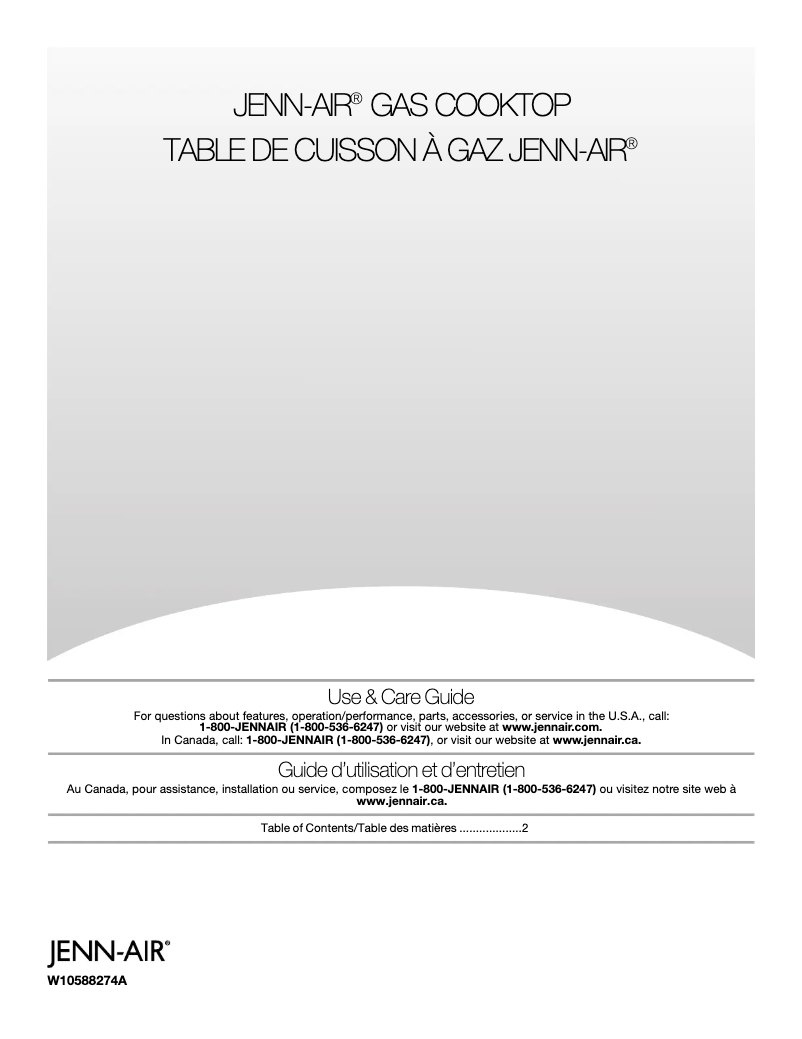 Page 1 de la notice Manuel utilisateur JennAir JGC7636BS