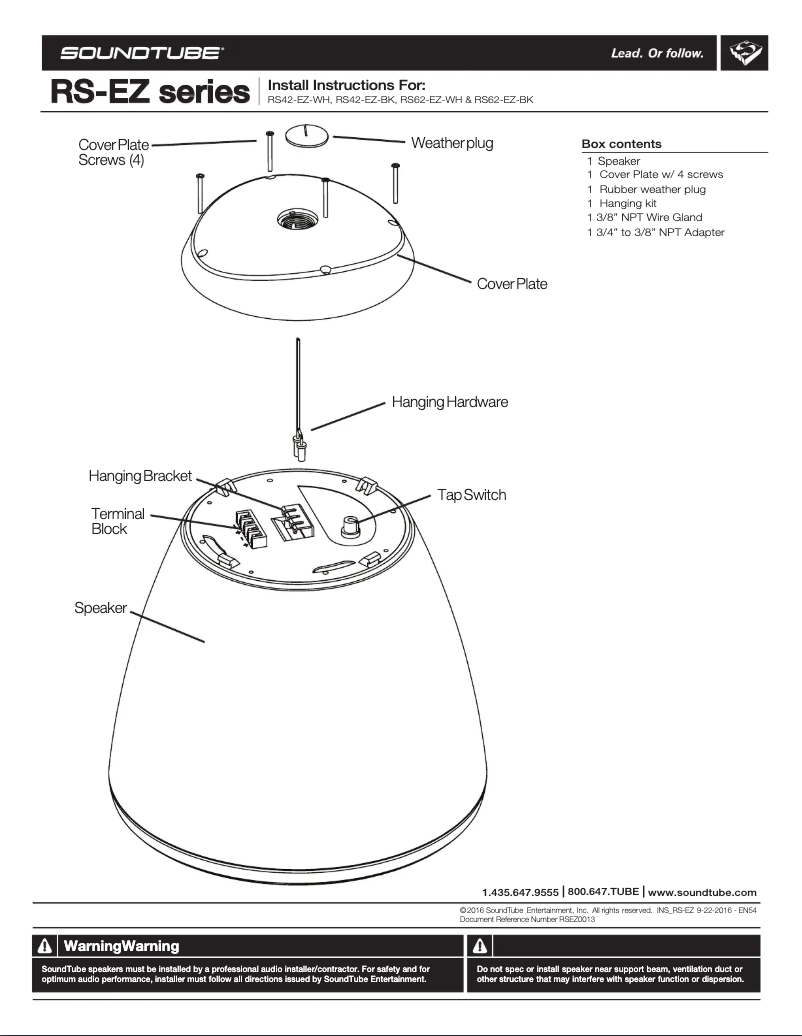 Page 1 de la notice Manuel utilisateur SoundTube RS62-EZ