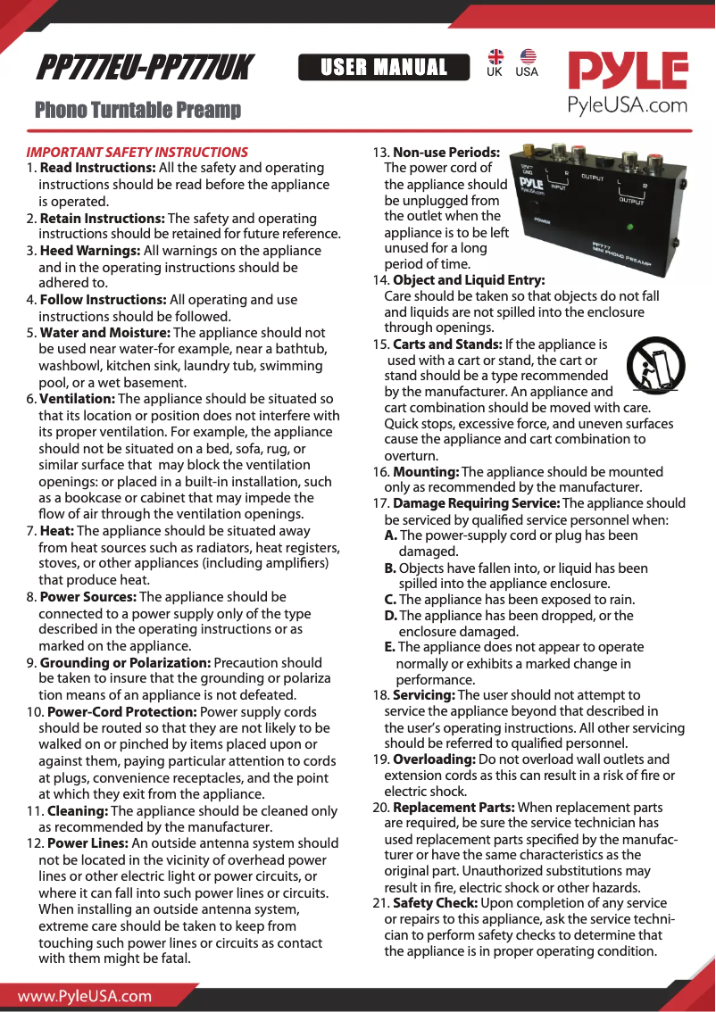 Imagen de la primera página del manual del dispositivo PP777