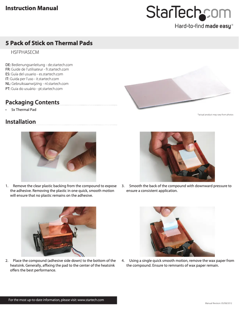 Page 1 of the manual User Manual StarTech.com HSFPHASECM